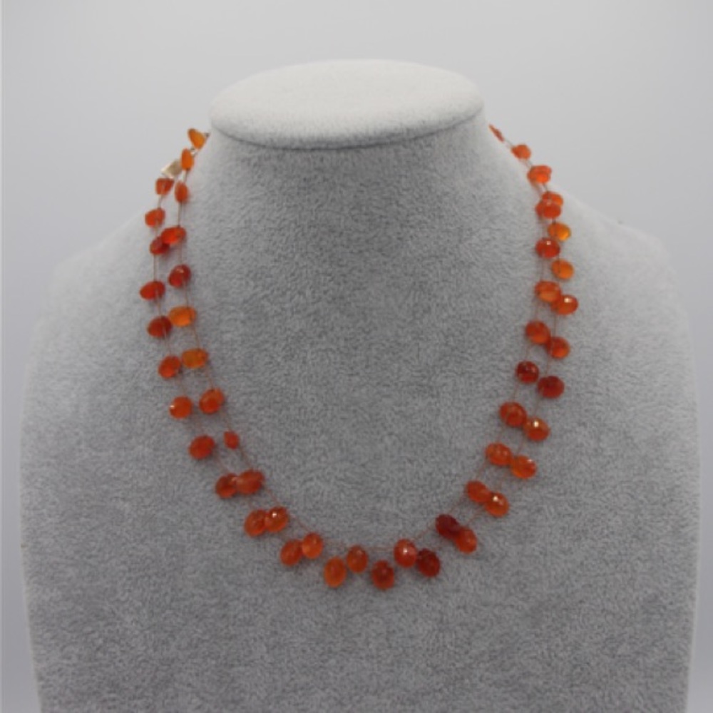 Margo Morrison faceted carnelian 35” length necklace